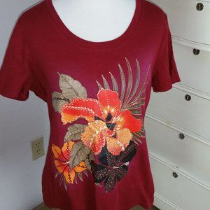 Womens cranberry soft T glitter (8-10)